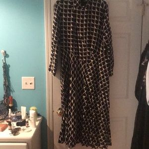 Zara black and white patterned midi dress